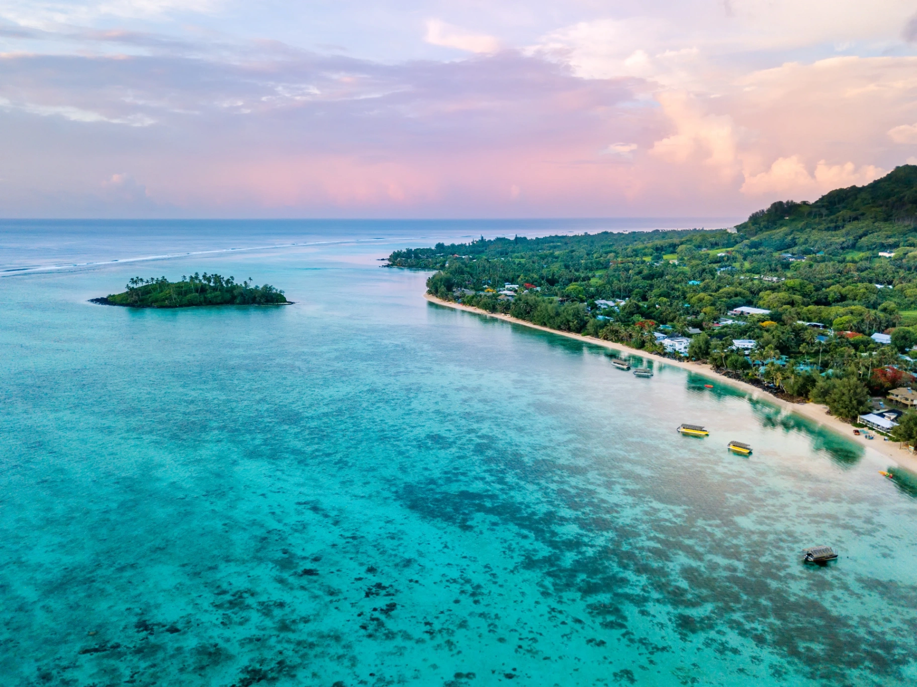 Rarotonga beach at sunset